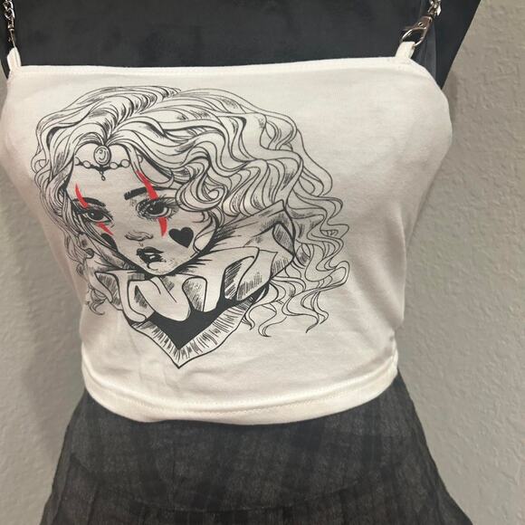 Shein White and black gothic fairy tank top - Picture 3 of 7